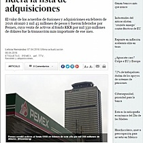 Venta de activos de Pemex lidera la lista de adquisiciones